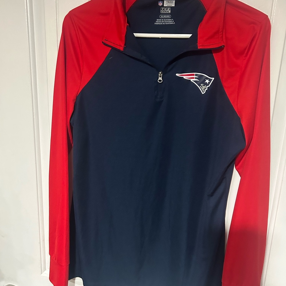 Team Apparel Navy and Red Quarter-Zip Patriots Pullover